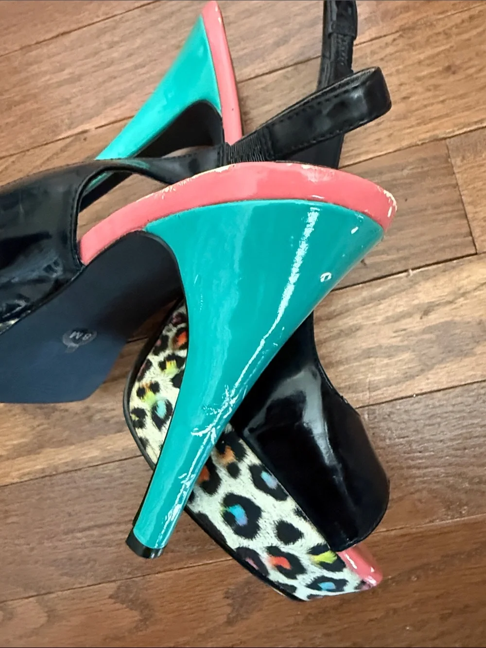 G by Guess Black Heels with Pink Accents Open-Toe Slingbacks